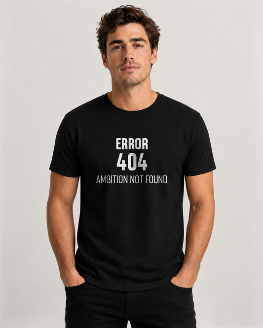 Black men's t-shirt "Error 404: Ambition not found…" — Underperform